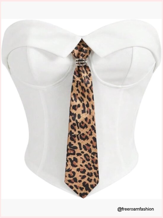 Tops | Leopard Print Strapless Bustier Crop Top Tube Corset Going Out ...